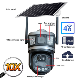 IP 4G solar 10X zoom ptz 6mp 8 array V380 pro wifi camera